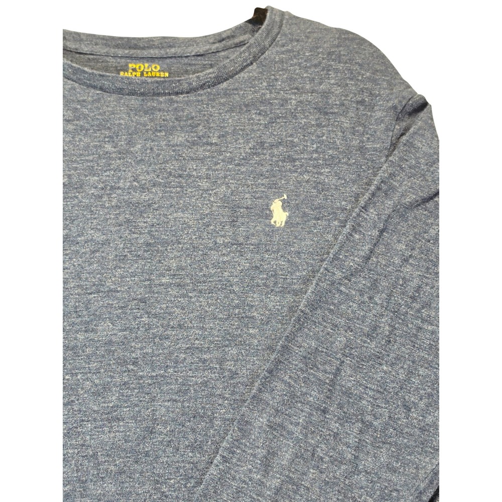 Polo Ralph Lauren Mens Blue Heather Long Sleeve T-Shirt Custom Slim Fit Medium - Picture 4 of 7